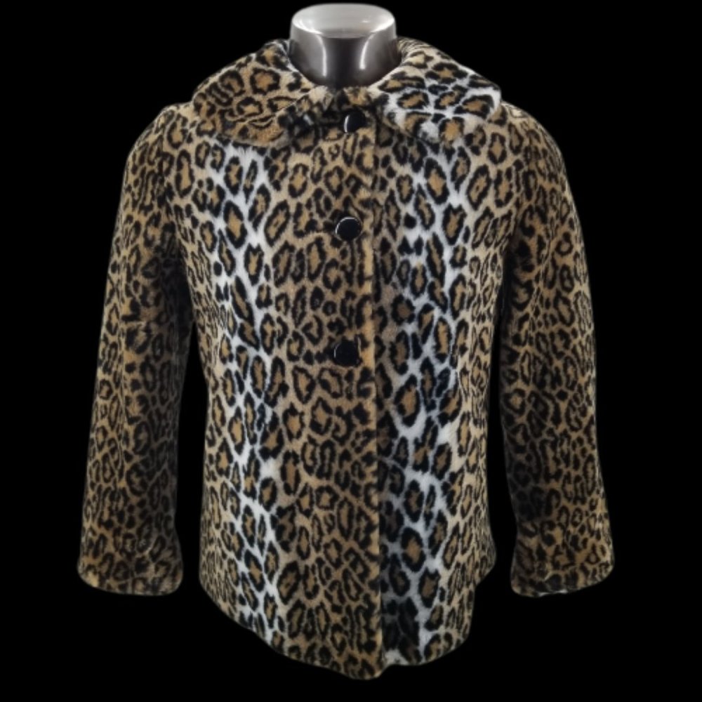 Vtg Maria Dionisiou Faux Fur Coat Jacket Women’s Animal Print Brown Black Sz12